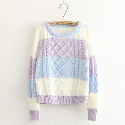 Harajuku Sweet Twist Striped Sweater
