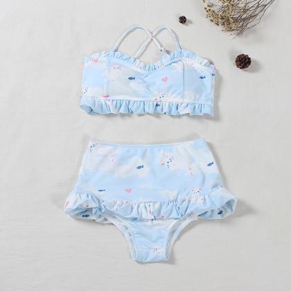 Harajuku Cat Fish Slim Lace Skirt Style Swimsuit