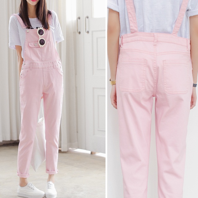Harajuku (xs-xl) Candy Colors Denim Piece Pants Overalls Trousers